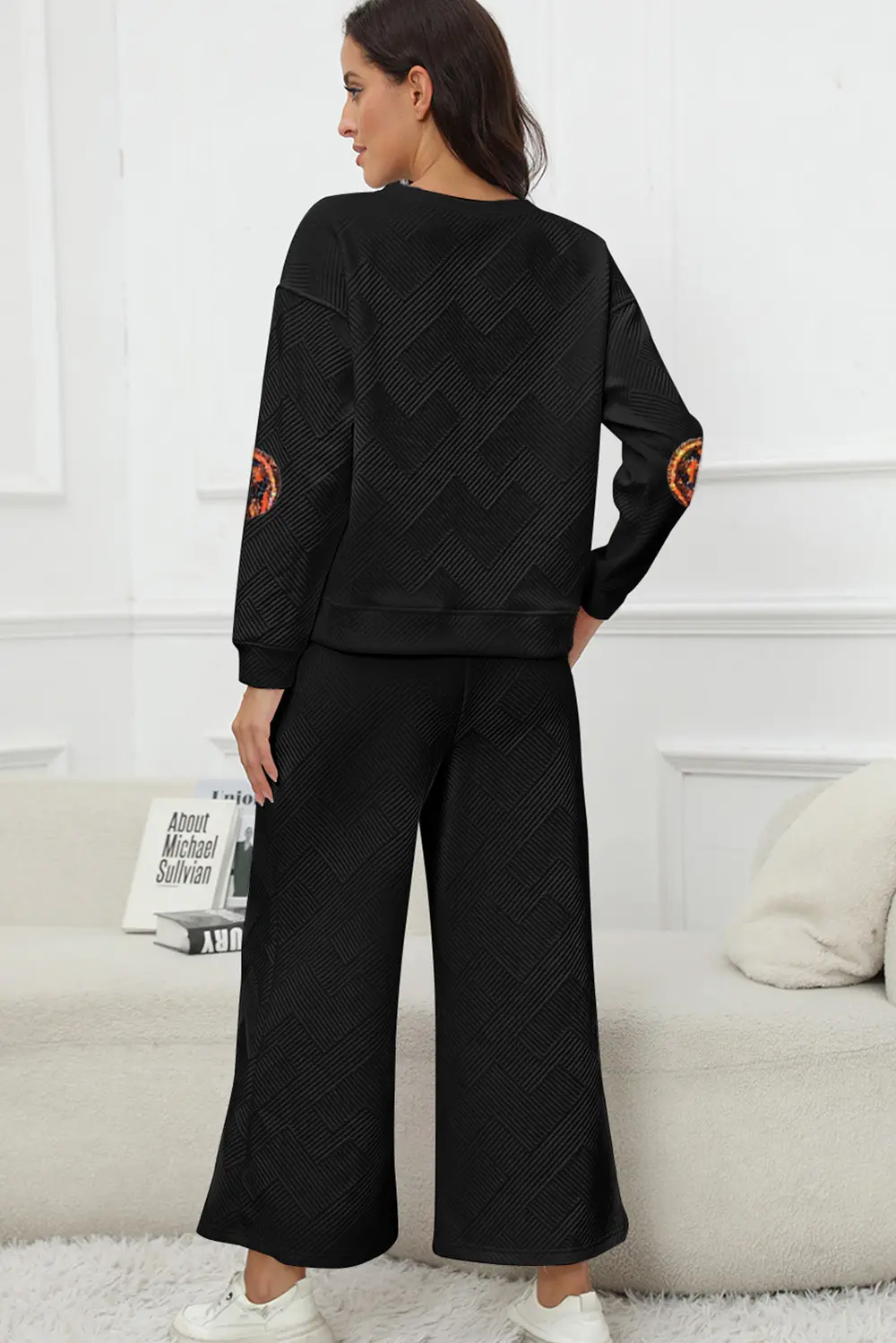 Sequin Patch Pumpkin Top and Pants Set, image 2