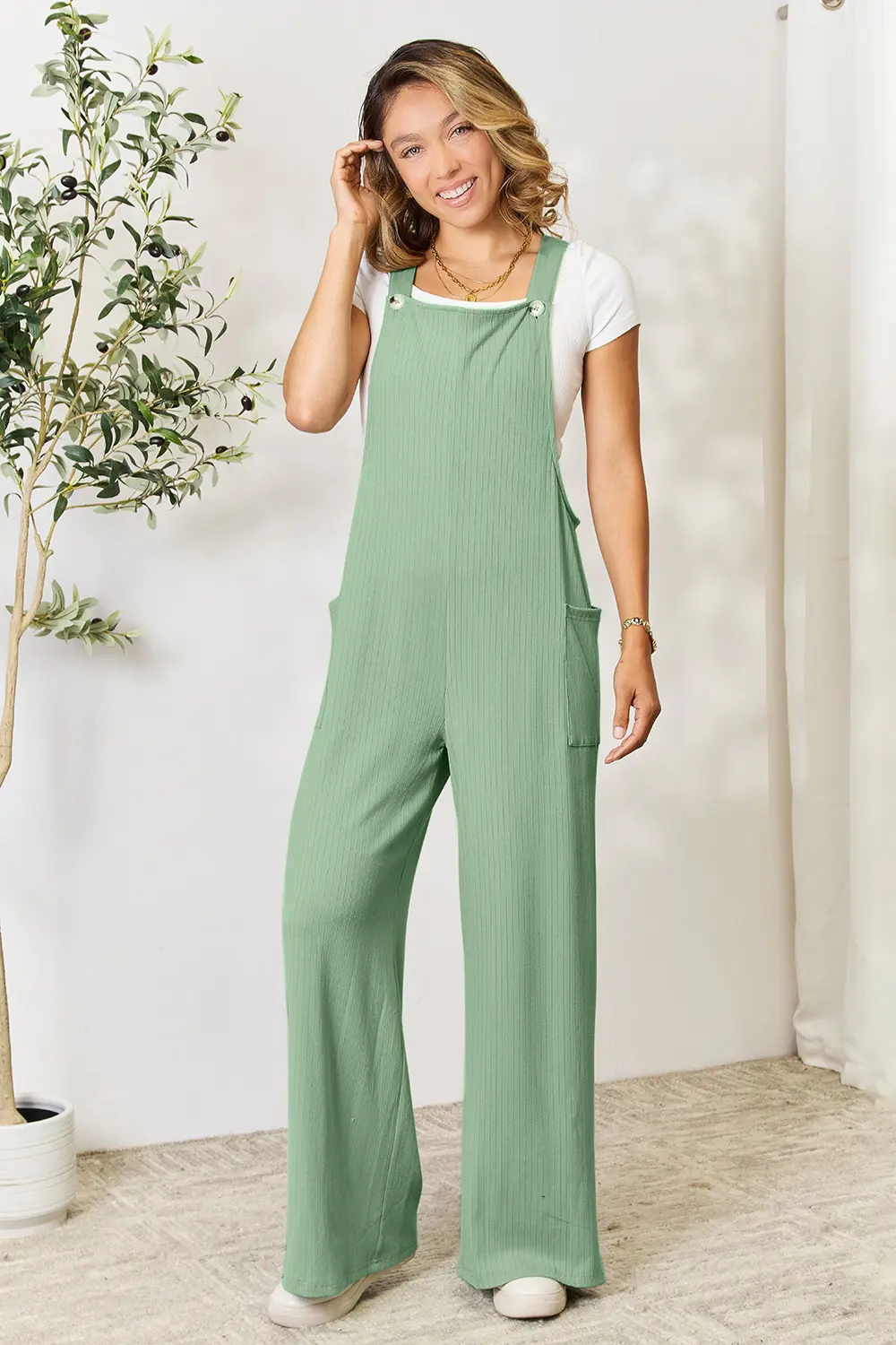 Full Size Wide Strap Overall with Pockets, image 5