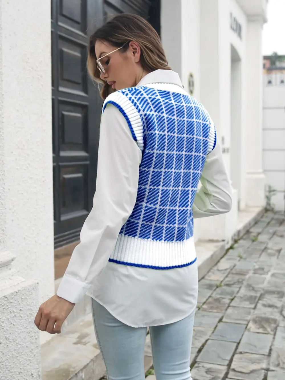Plaid V-Neck Sweater Vest, image 4