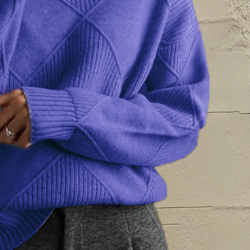 Geometric Turtleneck Long Sleeve Sweater, image 20