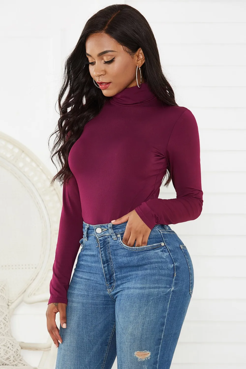 Turtleneck Long Sleeve Bodysuit, image 19