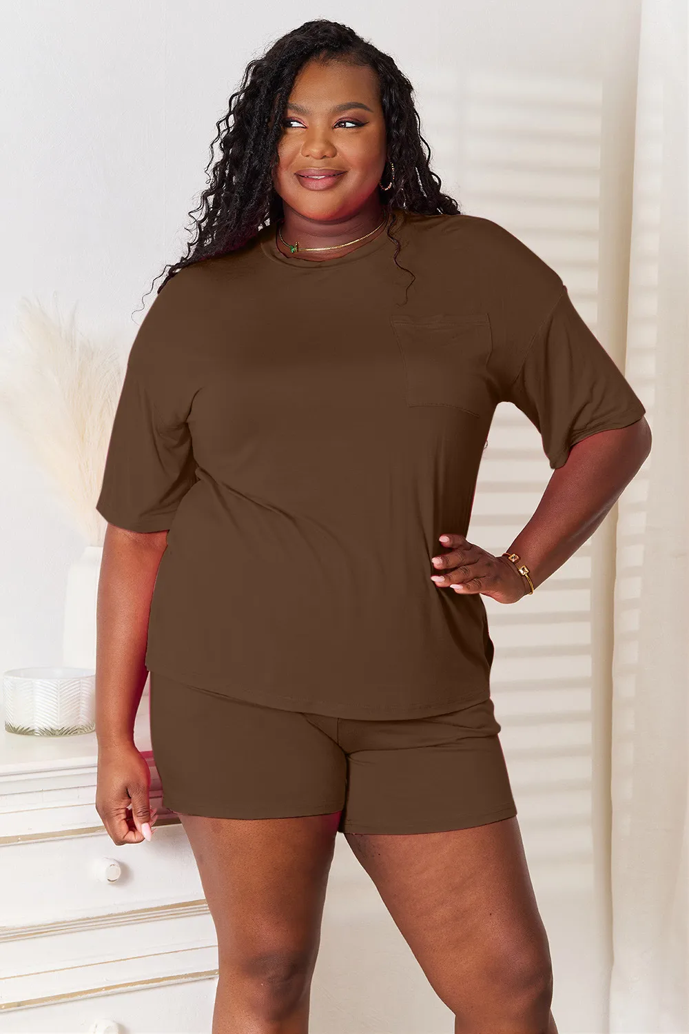 Full Size Soft Rayon Half Sleeve Top and Shorts Set, image 7