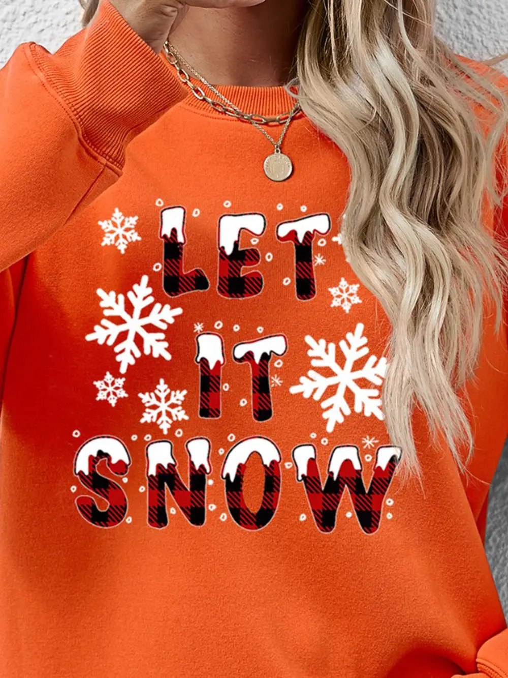 LET IT SNOW Round Neck Long Sleeve Sweatshirt, image 23