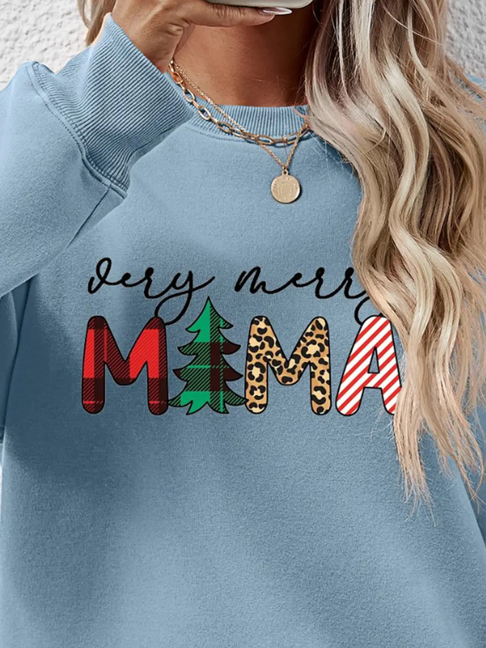Letter Graphic Round Neck Long Sleeve Sweatshirt, image 6