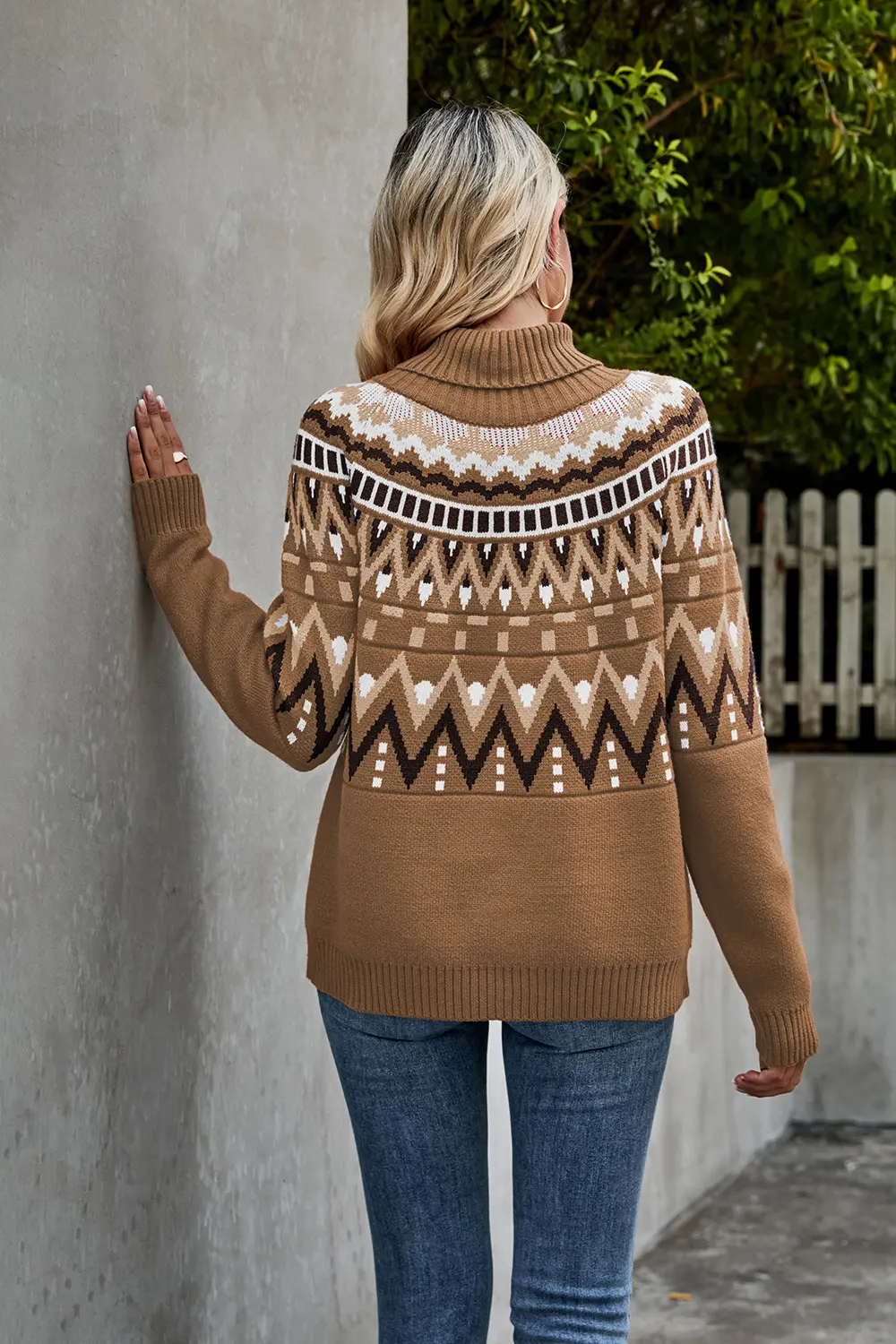 Turtleneck Ribbed Trim Sweater, image 5