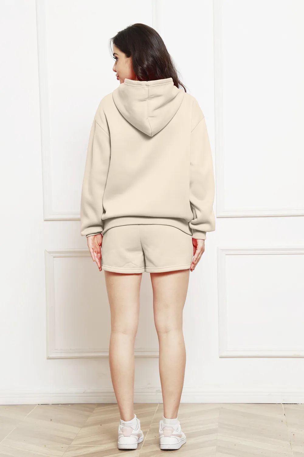 Drop Shoulder Long Sleeve Hoodie and Shorts Set, image 18