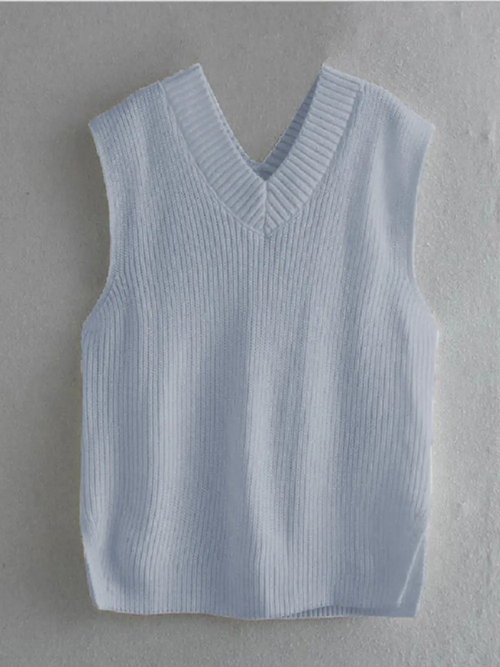 Ribbed V-Neck Sleeveless Sweater Vest, image 6