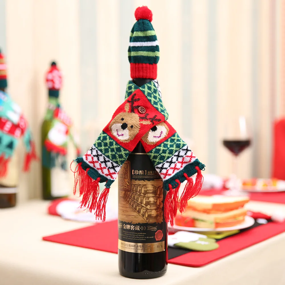 Christmas Hat and Scarf Wine Bottle Decoration, image 3