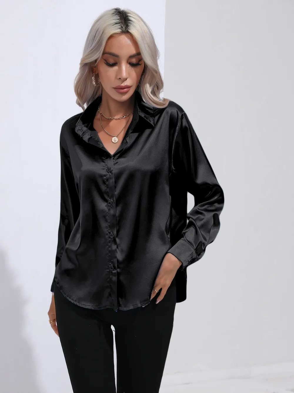 Collared Neck Buttoned Long Sleeve Shirt, image 6