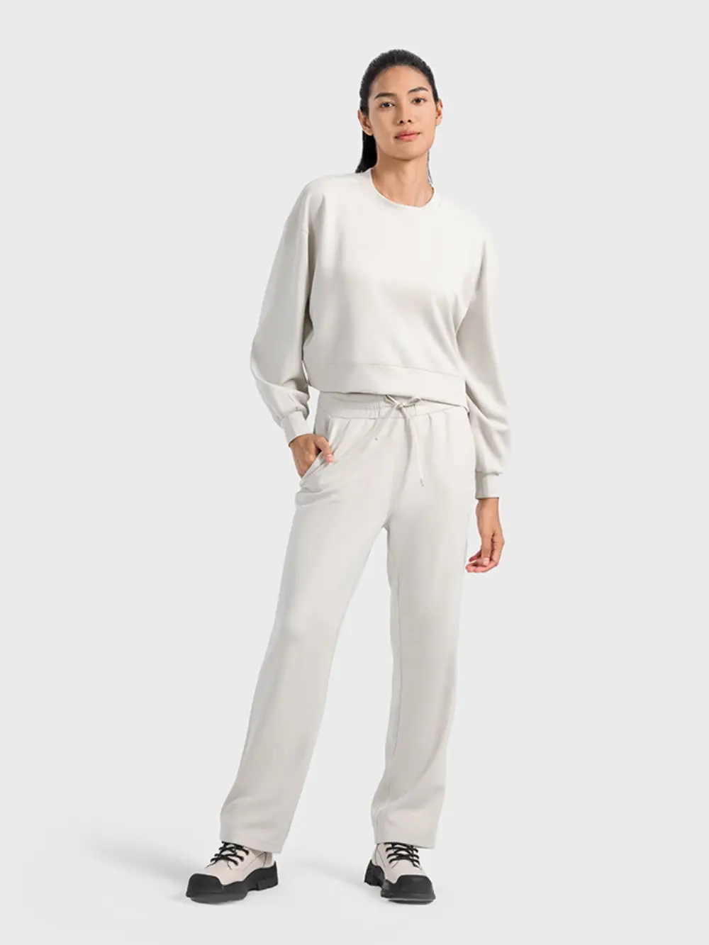 Round Neck Drop Shoulder Sports Top, image 2