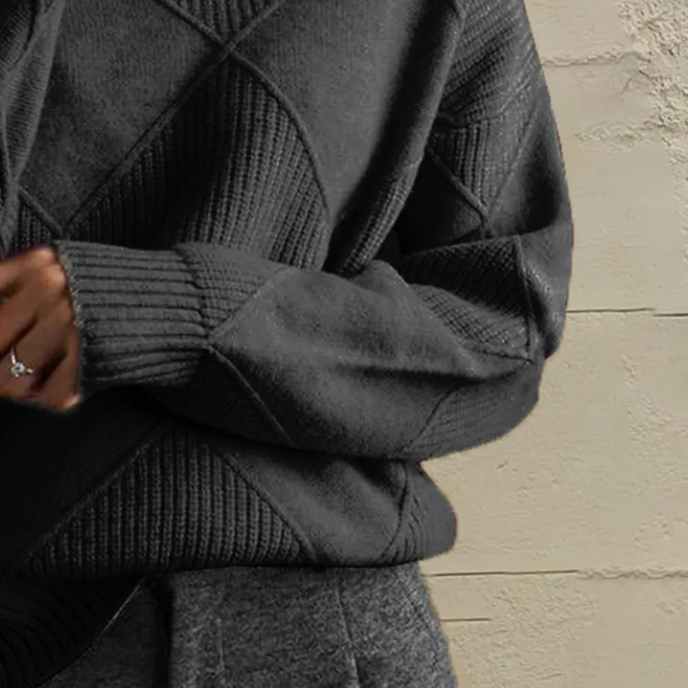 Geometric Turtleneck Long Sleeve Sweater, image 17