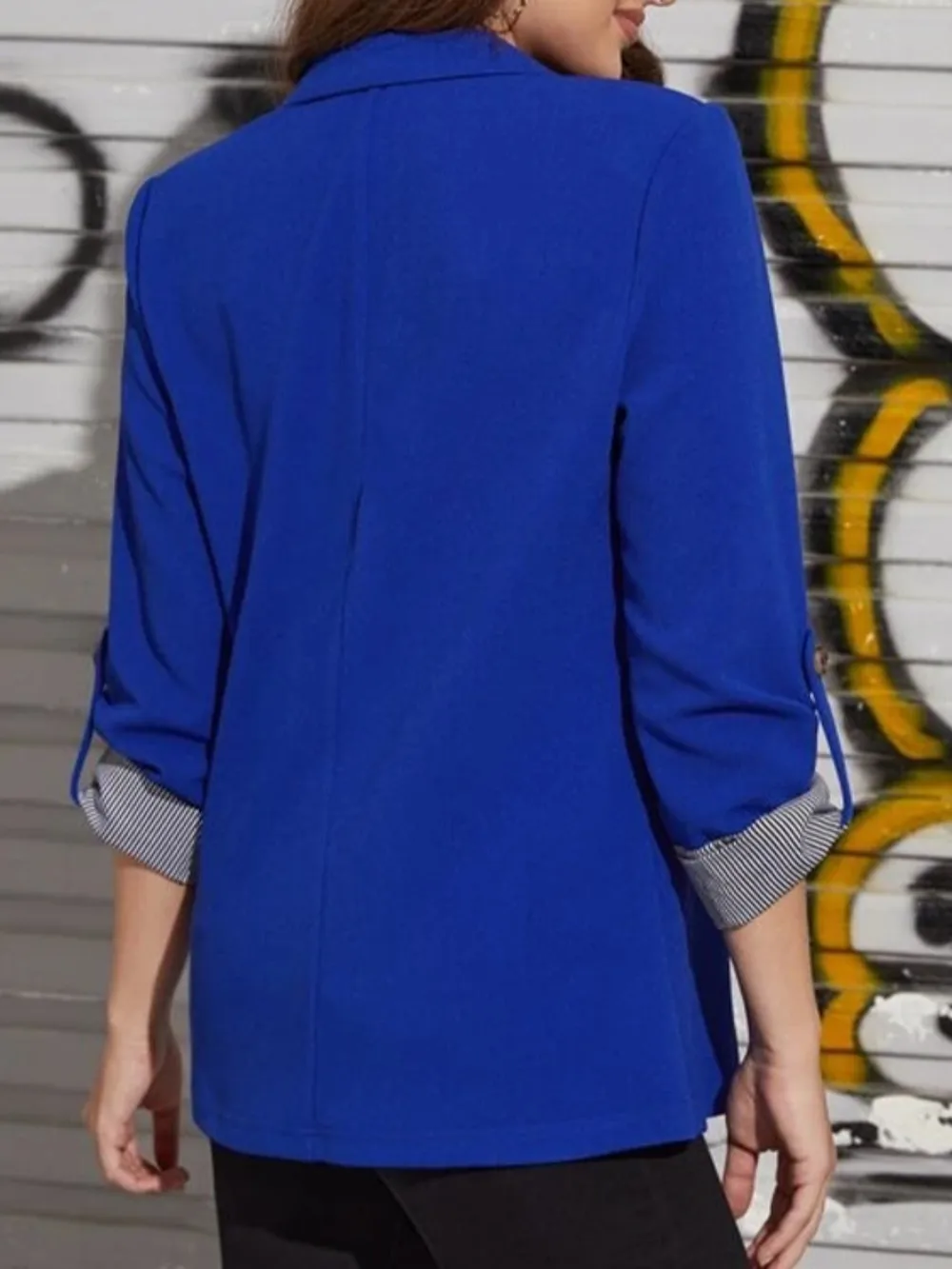 Lapel Collar Roll-Tab Sleeve Blazer, image 8