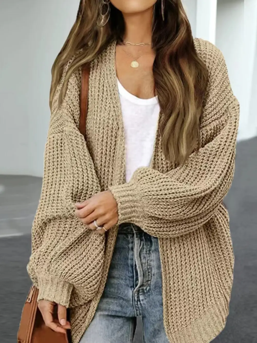 Drop Shoulder Balloon Sleeve Cardigan, image 13