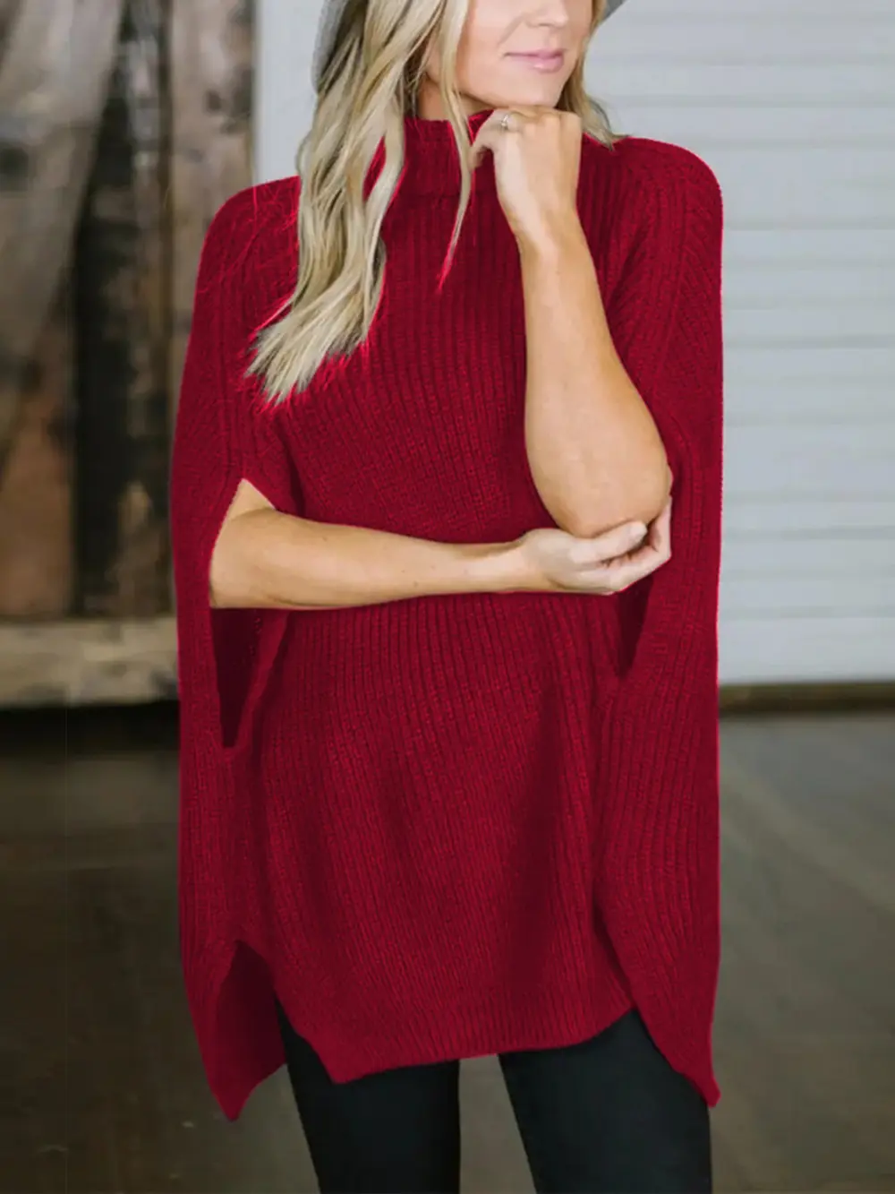 Turtleneck Slit Sweater, image 4