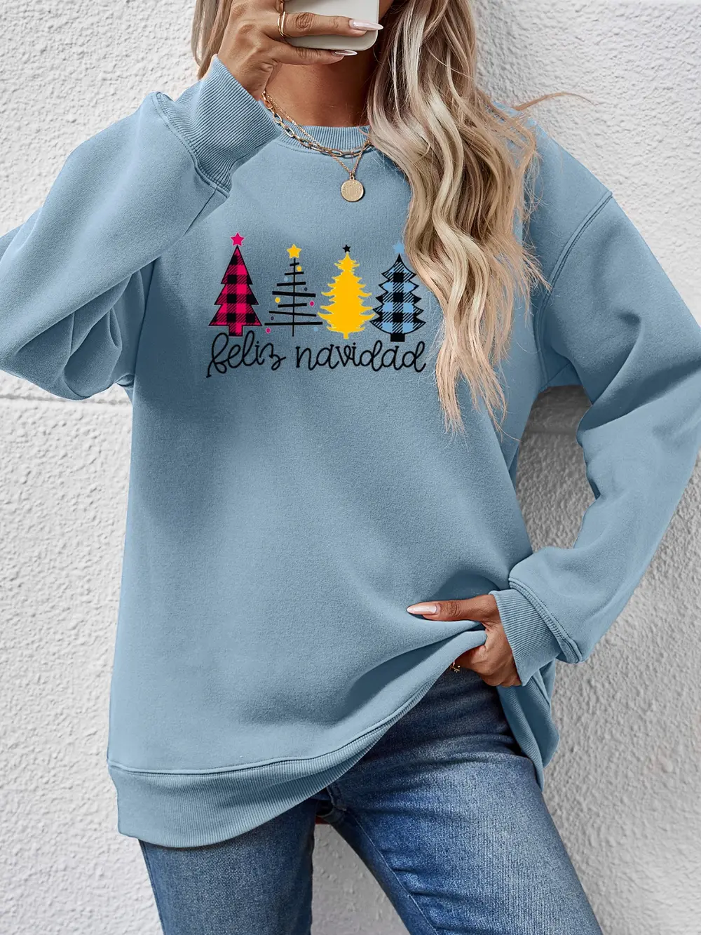 Round Neck Graphic Long Sleeve Sweatshirt, image 14
