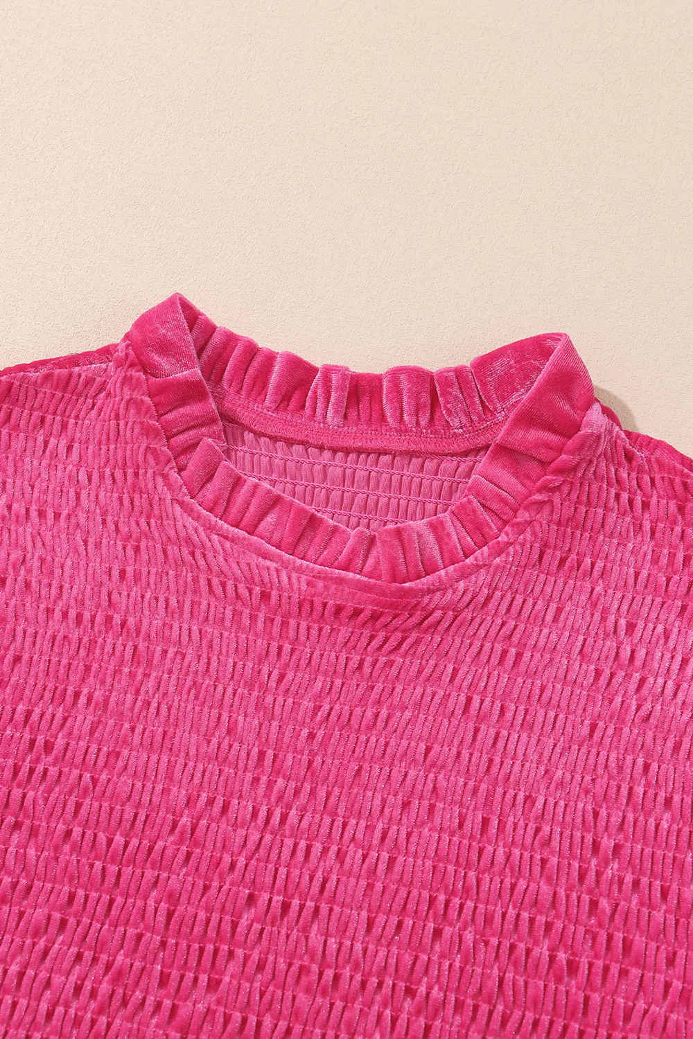 Smocked Round Neck Long Sleeve Dress, image 5