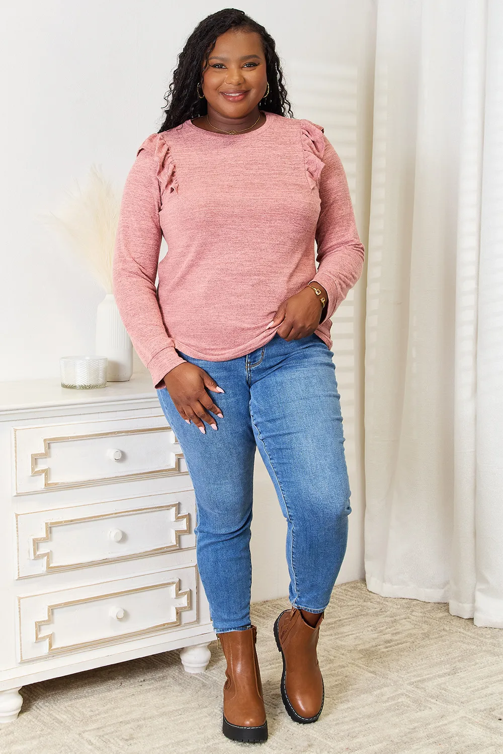 Ruffle Shoulder Long Sleeve T-Shirt, image 13