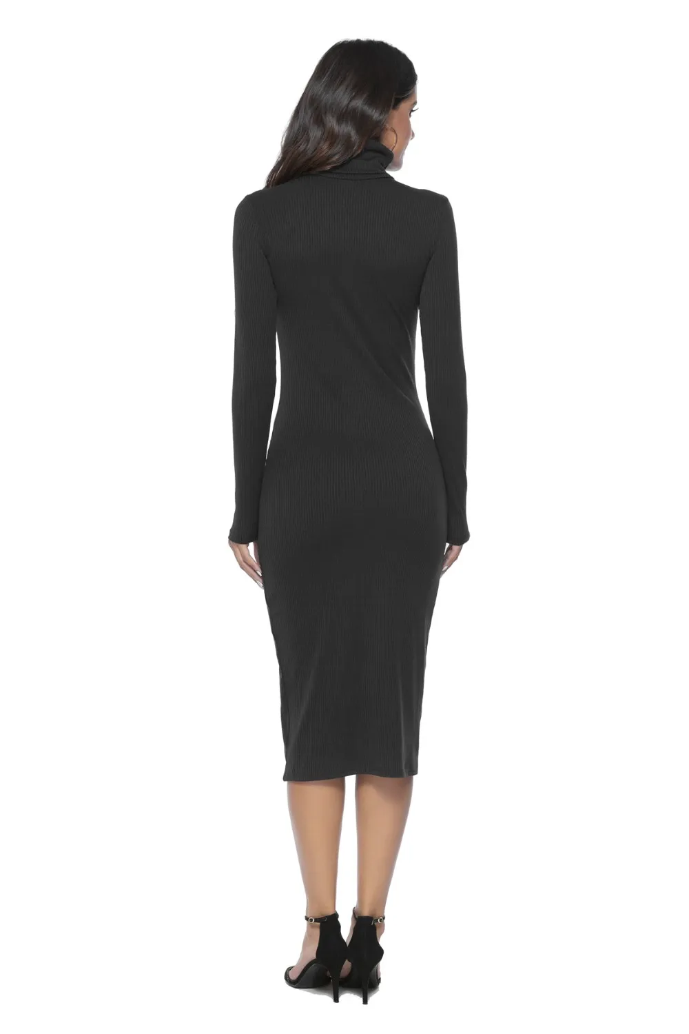 Ribbed Turtleneck Long Sleeve Dress, image 15