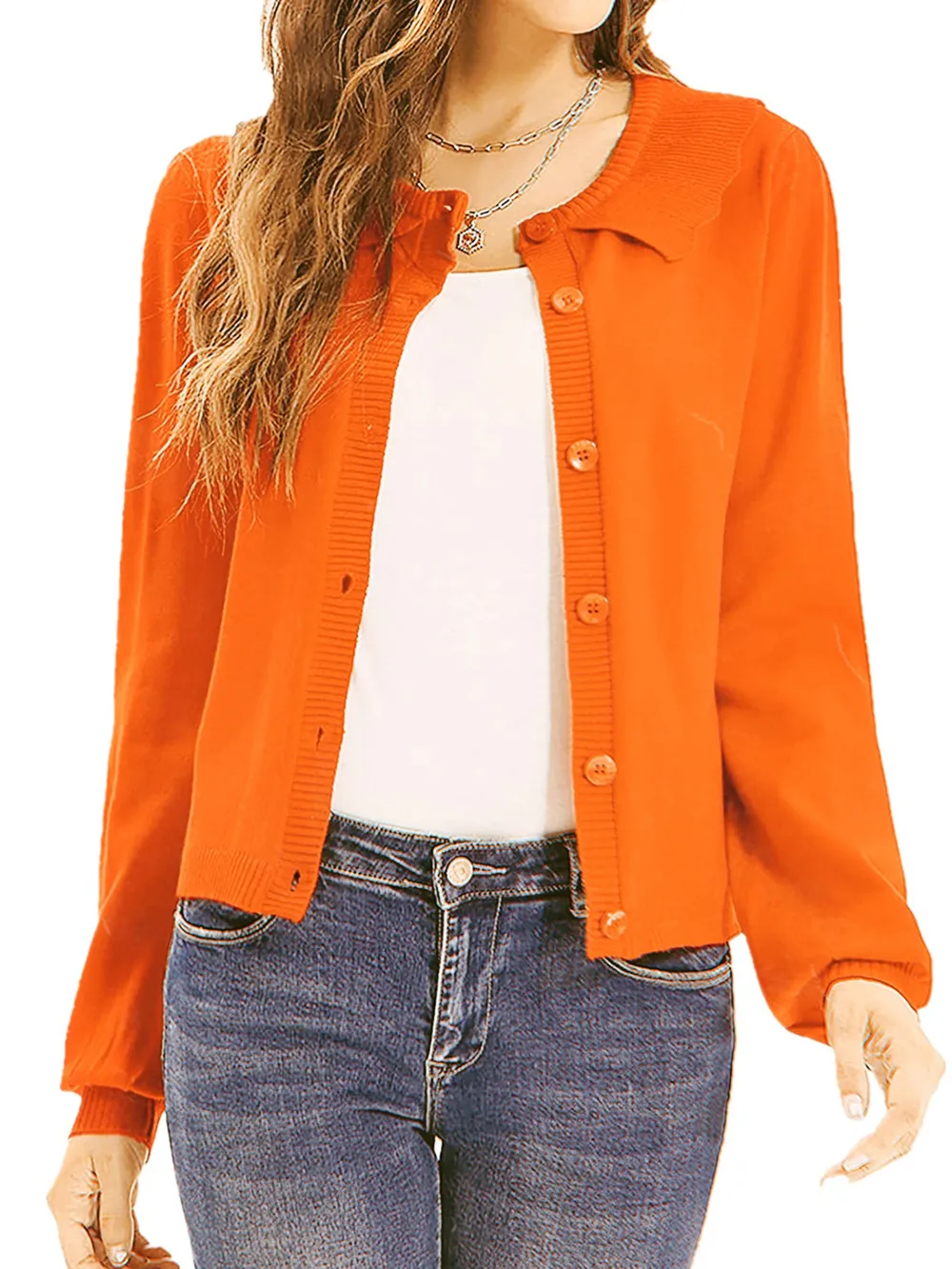 Collared Long Sleeve Button Down Cardigan, image 7