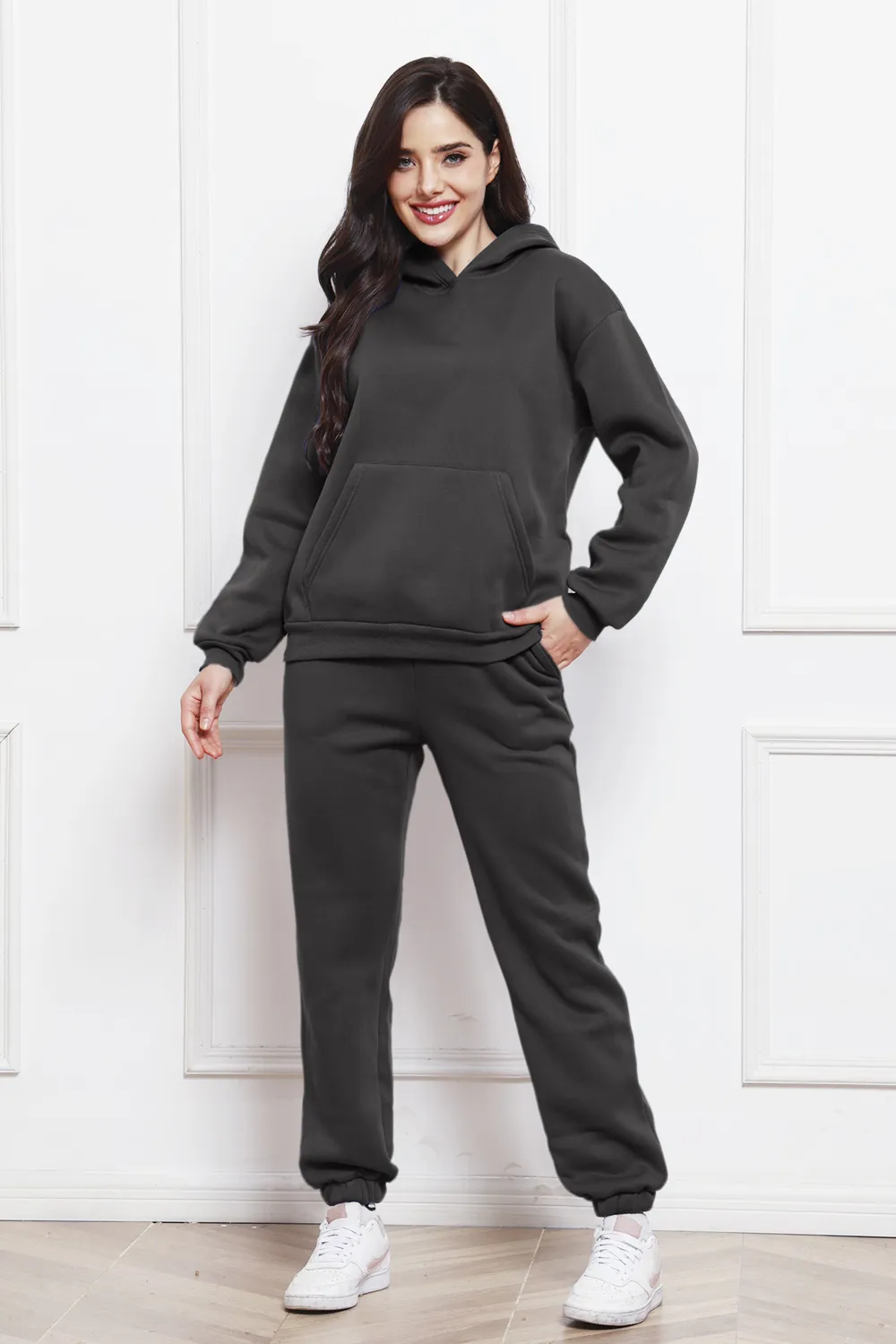Drop Shoulder Long Sleeve Hoodie and Pants Set, image 28