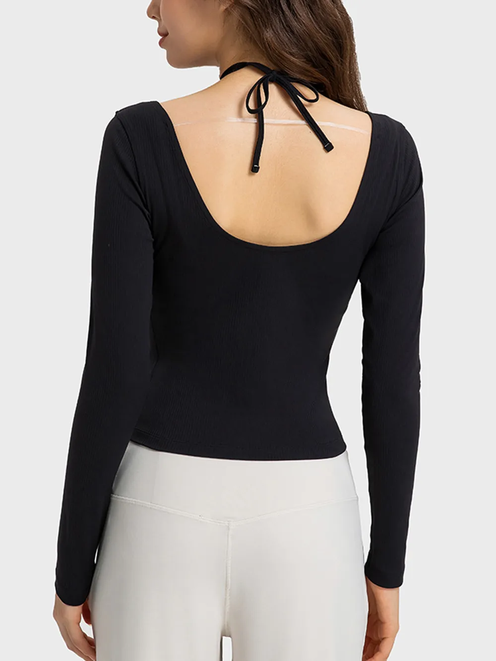 Halter Neck Long Sleeve Sporty Top, image 4