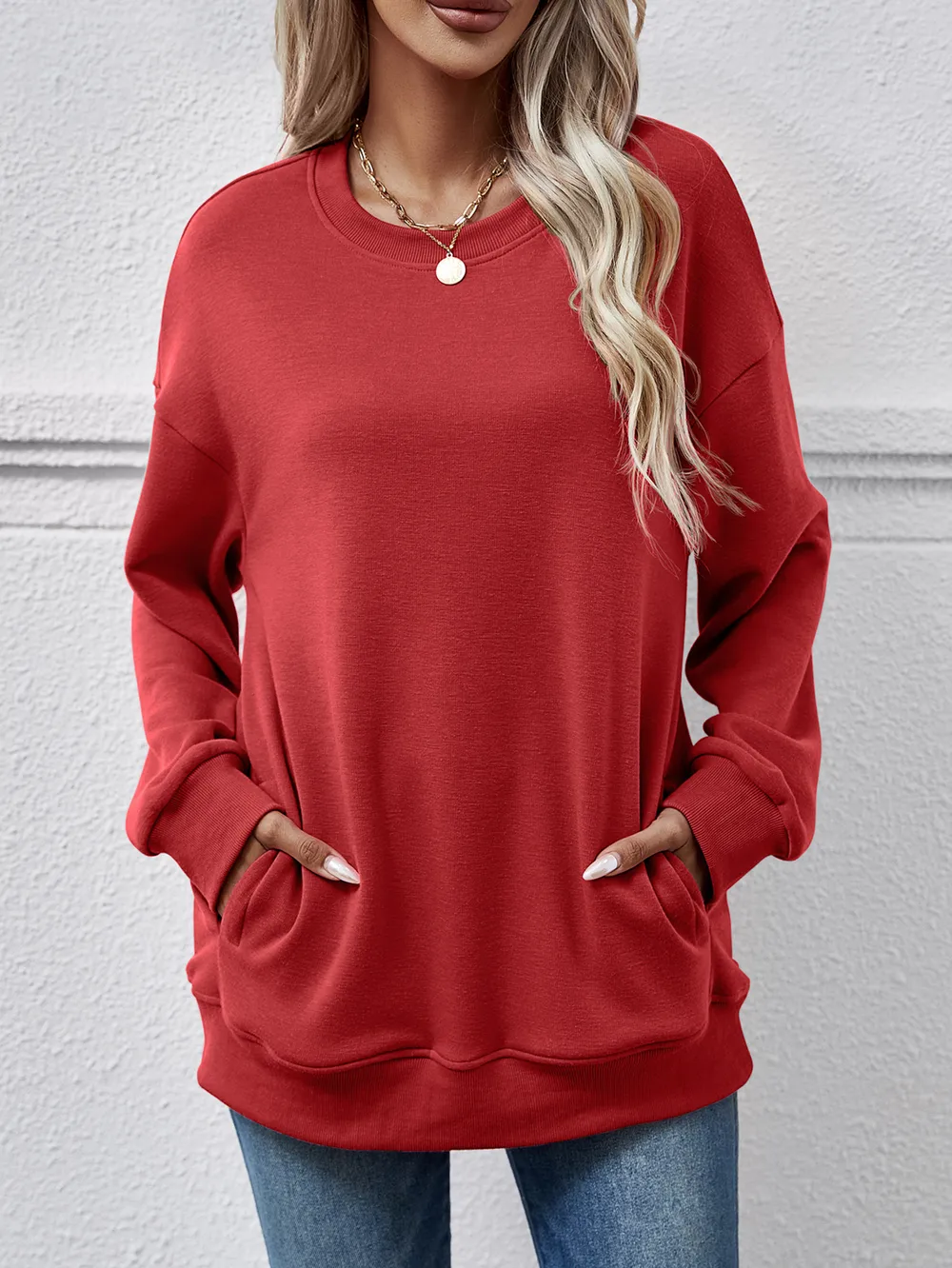 Dropped Shoulder Sweatshirt with Pockets, image 25