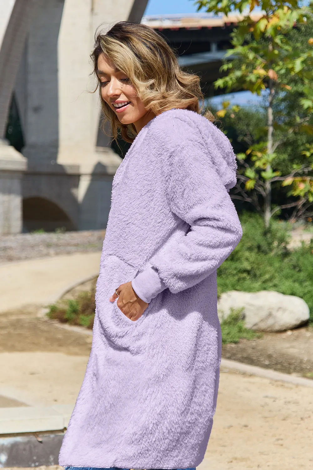 Full Size Hooded Teddy Bear Jacket with Thumbholes, image 8