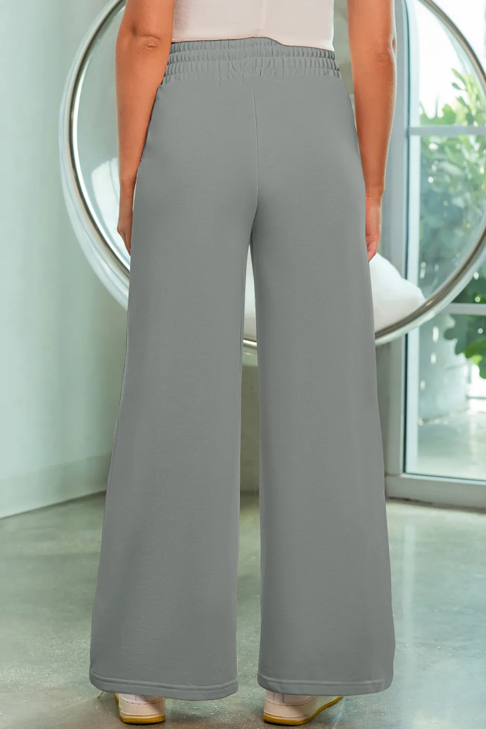 Drawstring Wide Leg Pants with Pockets, image 2