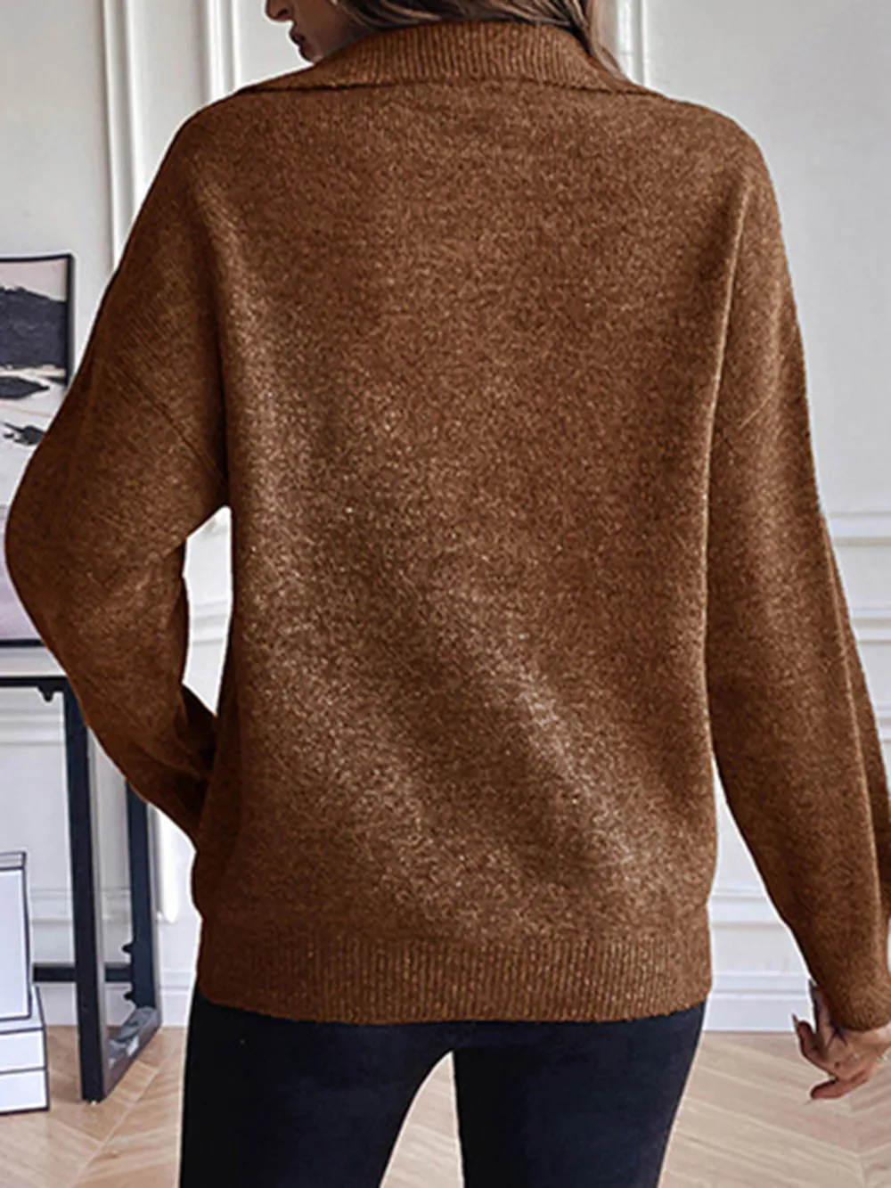Half Zip Dropped Shoulder Sweater, image 12