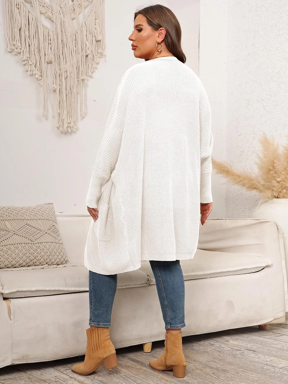 Plus Size Open Front Cardigan With Pockets, image 5