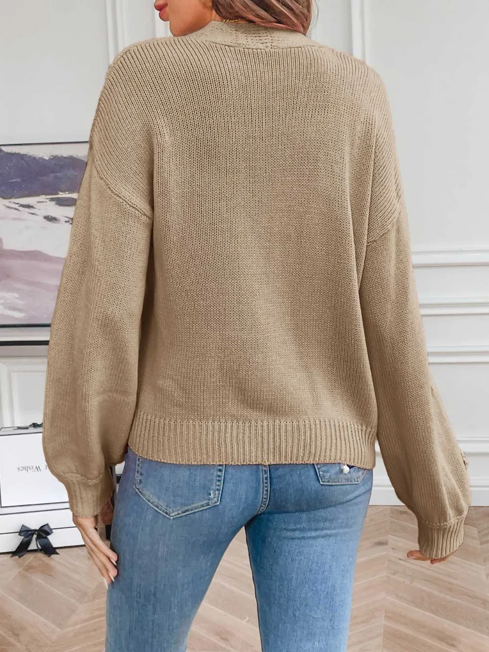 Floral Long Sleeve Open Front Cardigan, image 4