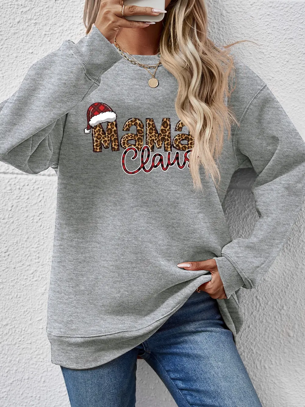 Round Neck Letter Graphic Long Sleeve Sweatshirt, image 9