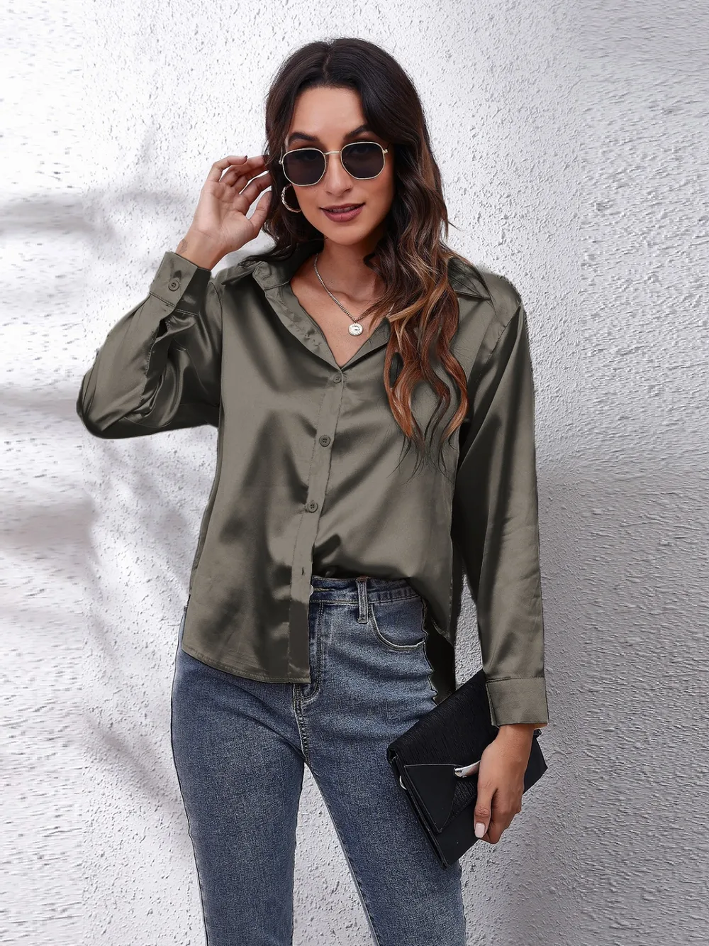 Collared Neck Buttoned Long Sleeve Shirt, image 5