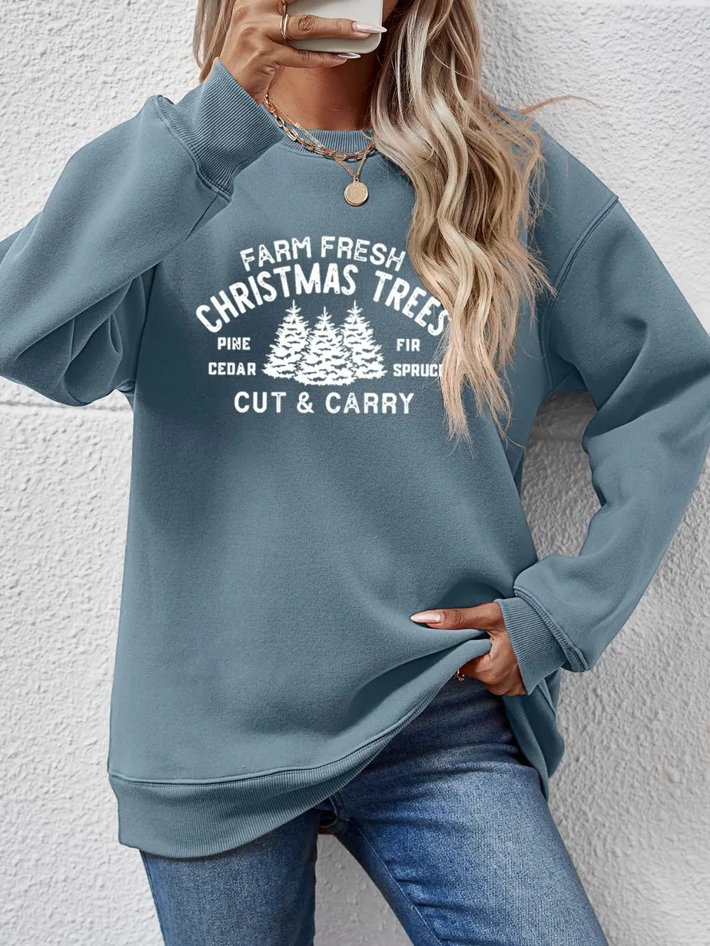Round Neck Graphic Long Sleeve Sweatshirt, image 13