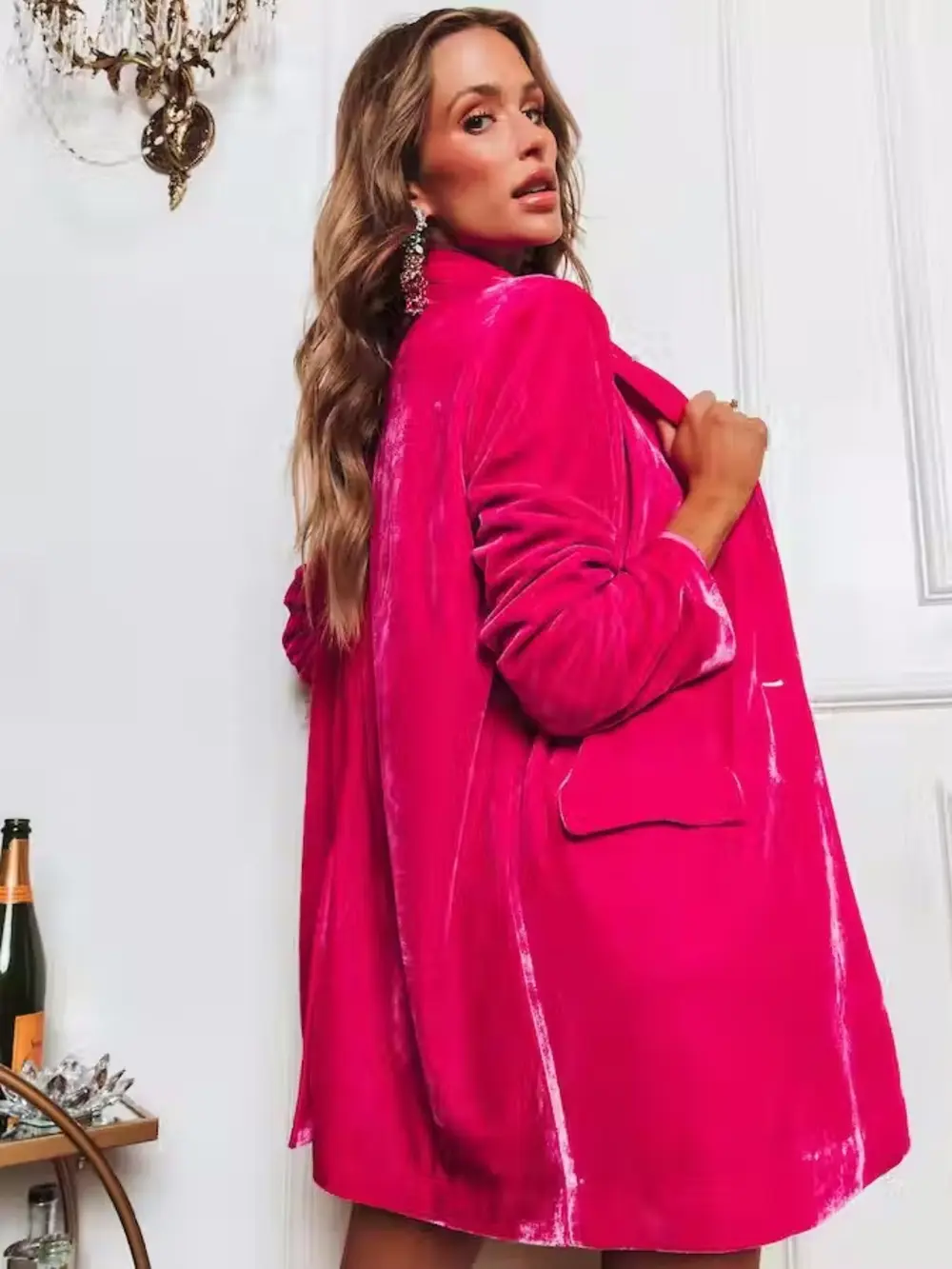 Button Up Long Sleeve Blazer with Pocket, image 3
