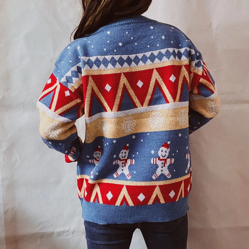 Printed Round Neck Long Sleeve Sweater, image 3