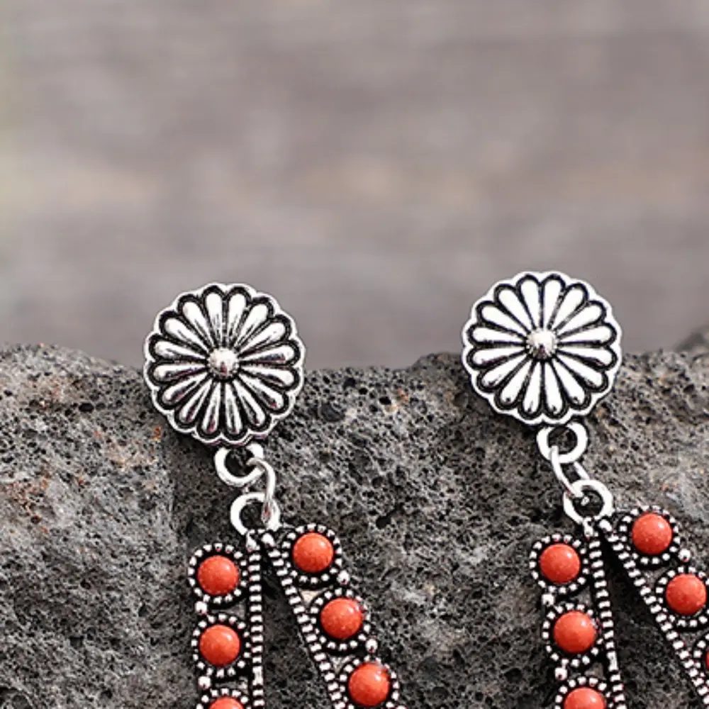 Alloy Beaded Teardrop Earrings, image 3