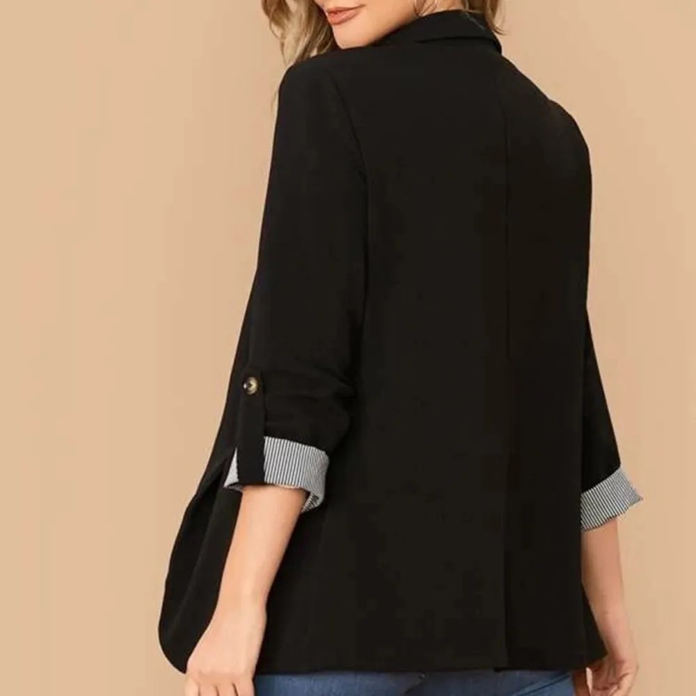 Lapel Collar Roll-Tab Sleeve Blazer, image 10