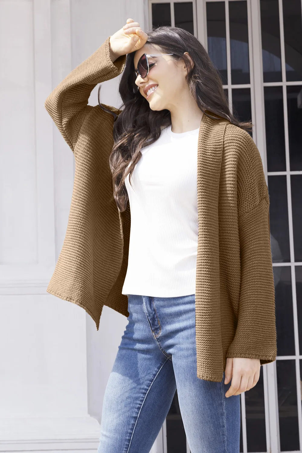 Tied Open Front Long Sleeve Cardigan, image 7