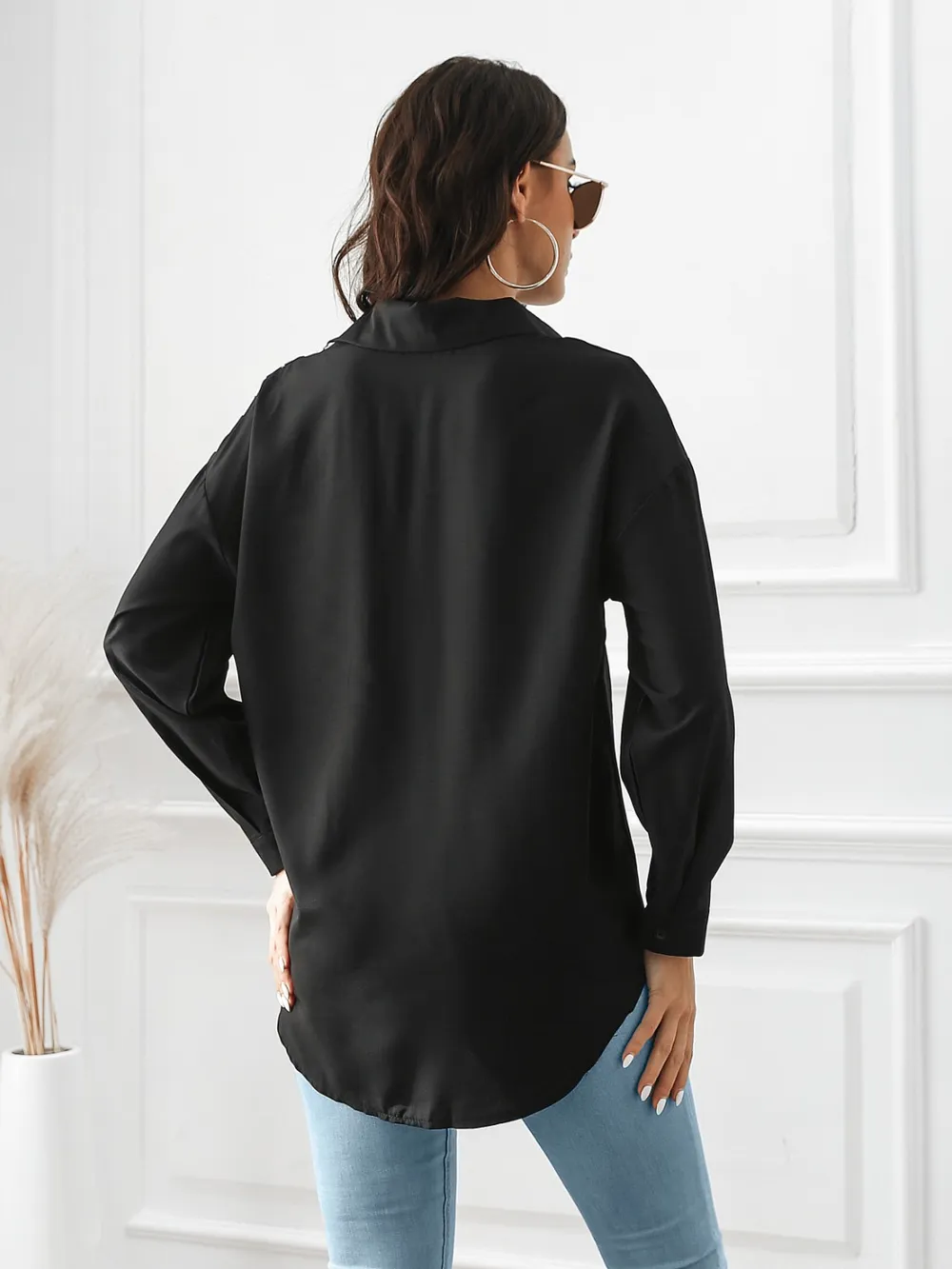 Contrast Button Up Long Sleeve Shirt, image 3