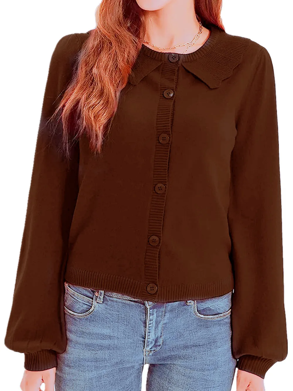 Collared Long Sleeve Button Down Cardigan, image 11