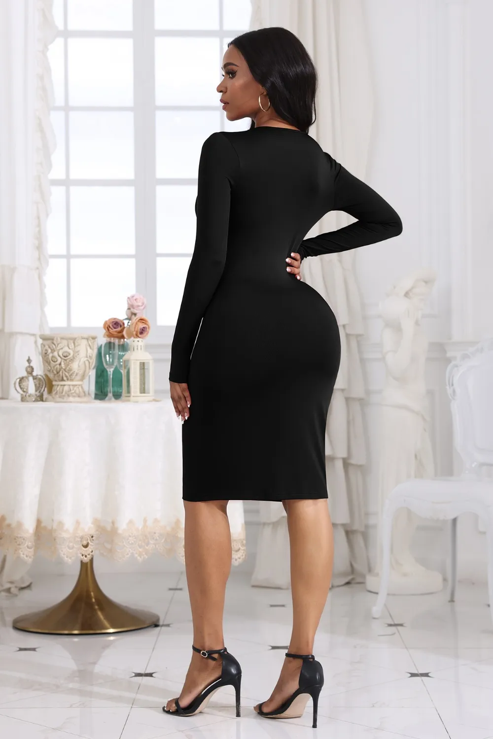 Cutout Twisted Long Sleeve Dress, image 6