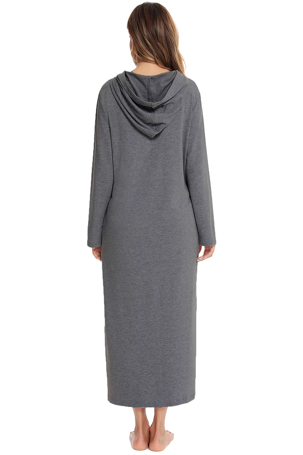 Zip Front Hooded Night Dress with Pockets, image 10