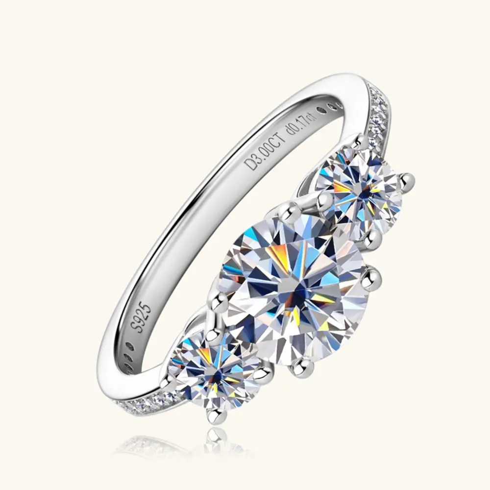 3 Carat Moissanite 925 Sterling Silver Ring, image 2