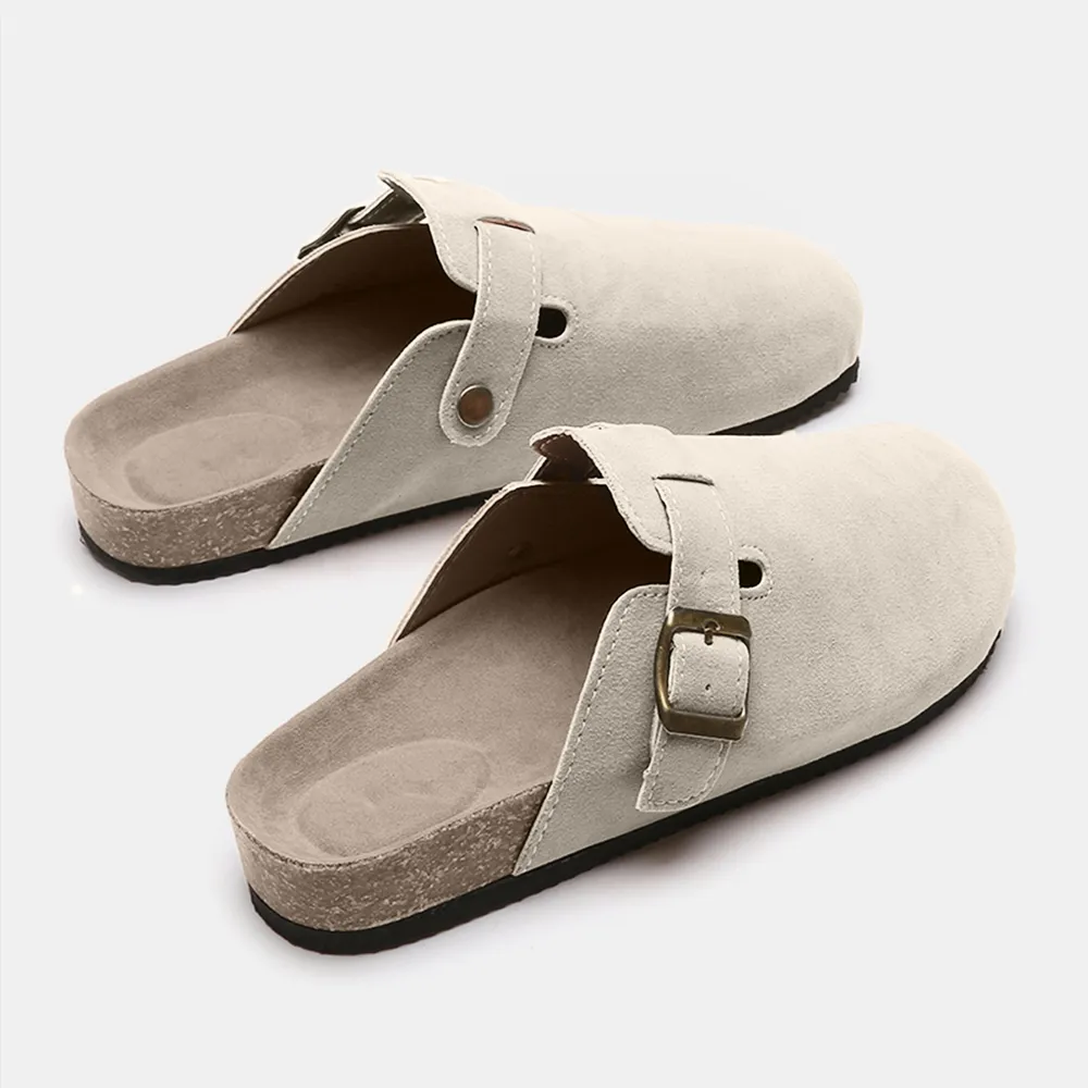 Suede Closed Toe Buckle Slide, image 6