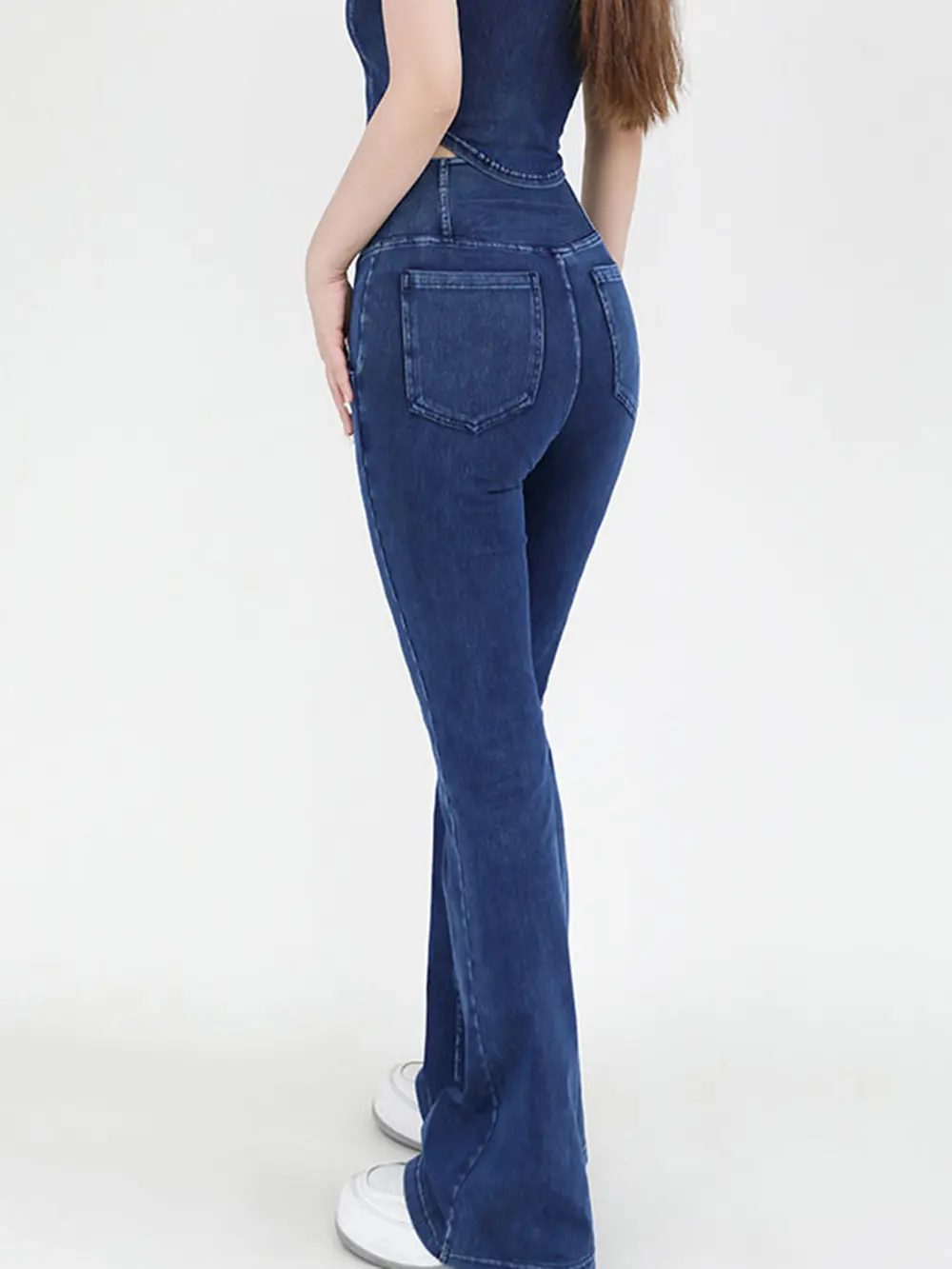 Wide Waistband Bootcut Jeans with Pockets, image 4