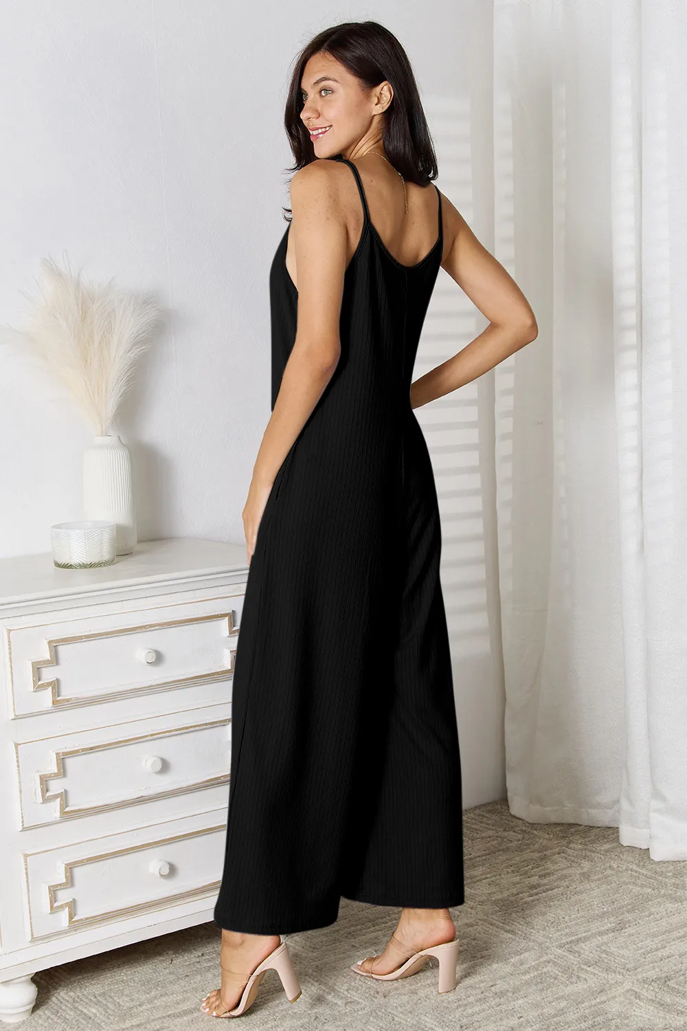 Full Size Spaghetti Strap V-Neck Jumpsuit, image 6