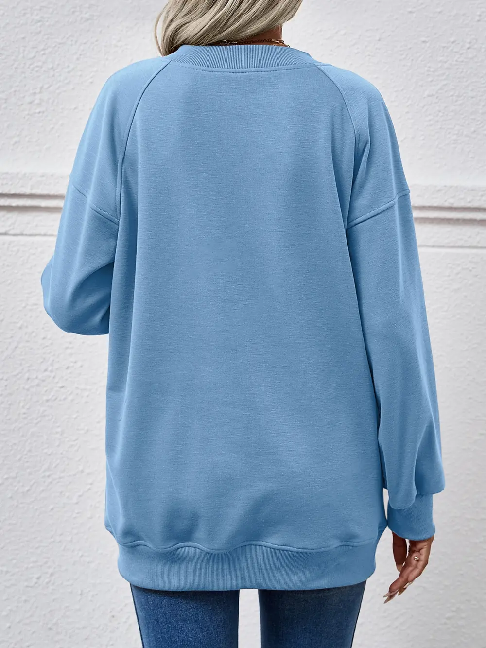 Round Neck Drop Shoulder Long Sleeve Sweatshirt, image 7