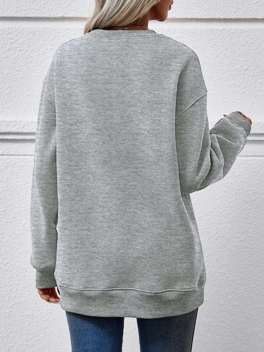 Letter Graphic Round Neck Sweatshirt, image 10