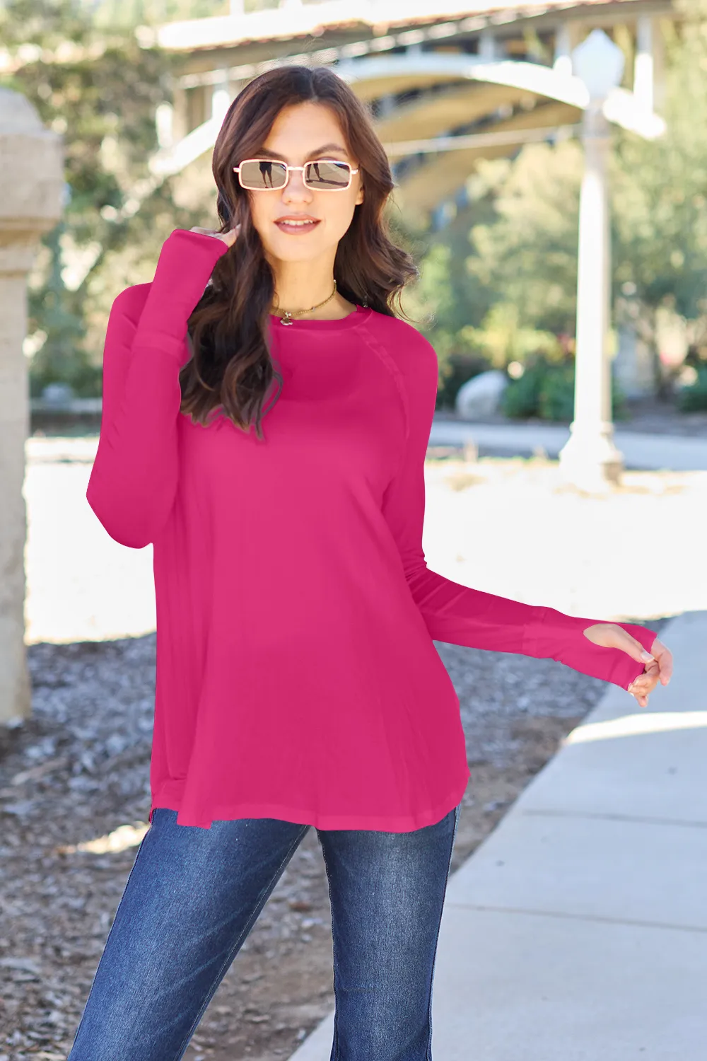 Full Size Round Neck Long Sleeve T-Shirt, image 7